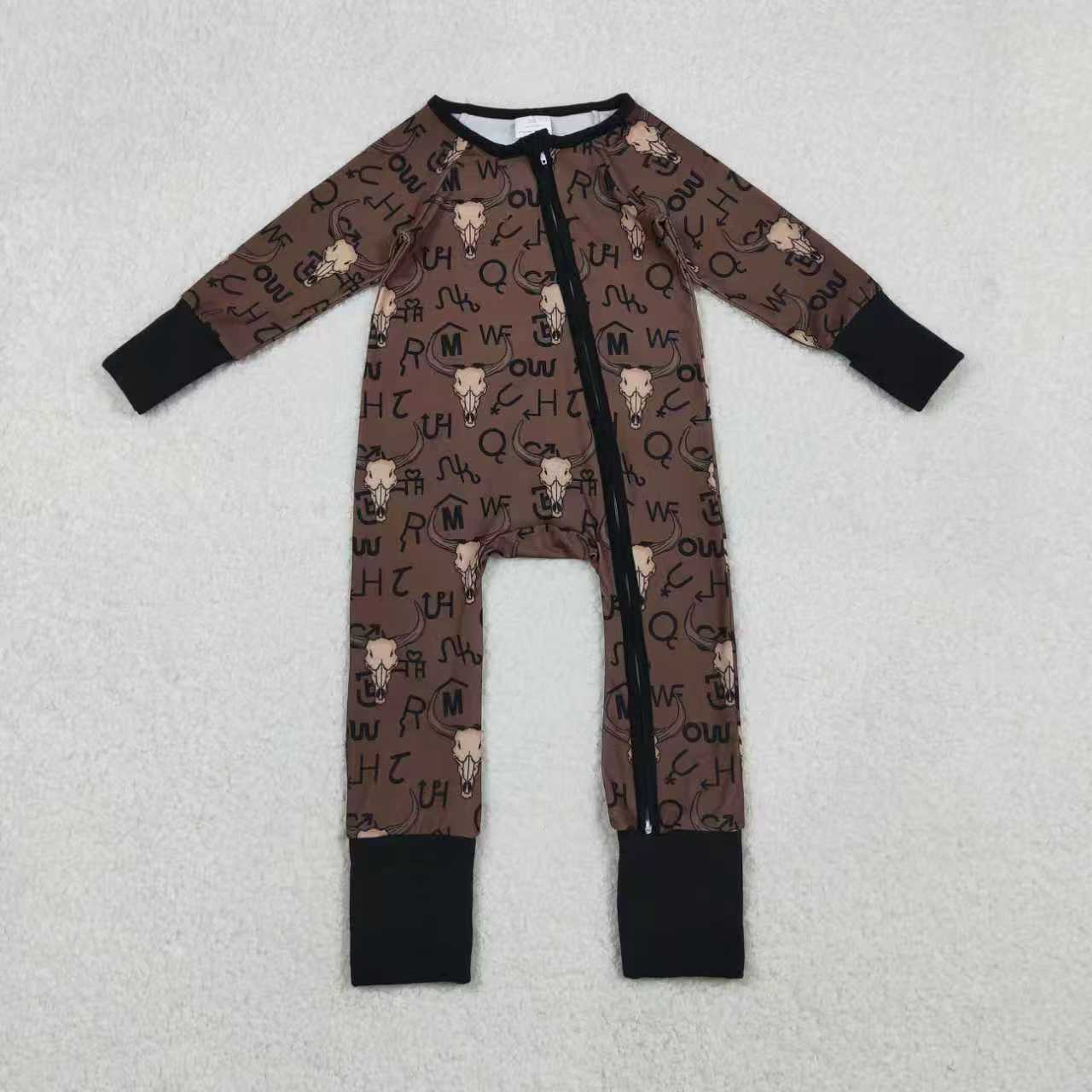 Sibling Baby Boys Bull Skull Pockets Zipper Hoodie Jackets Zipper Convertible Rompers