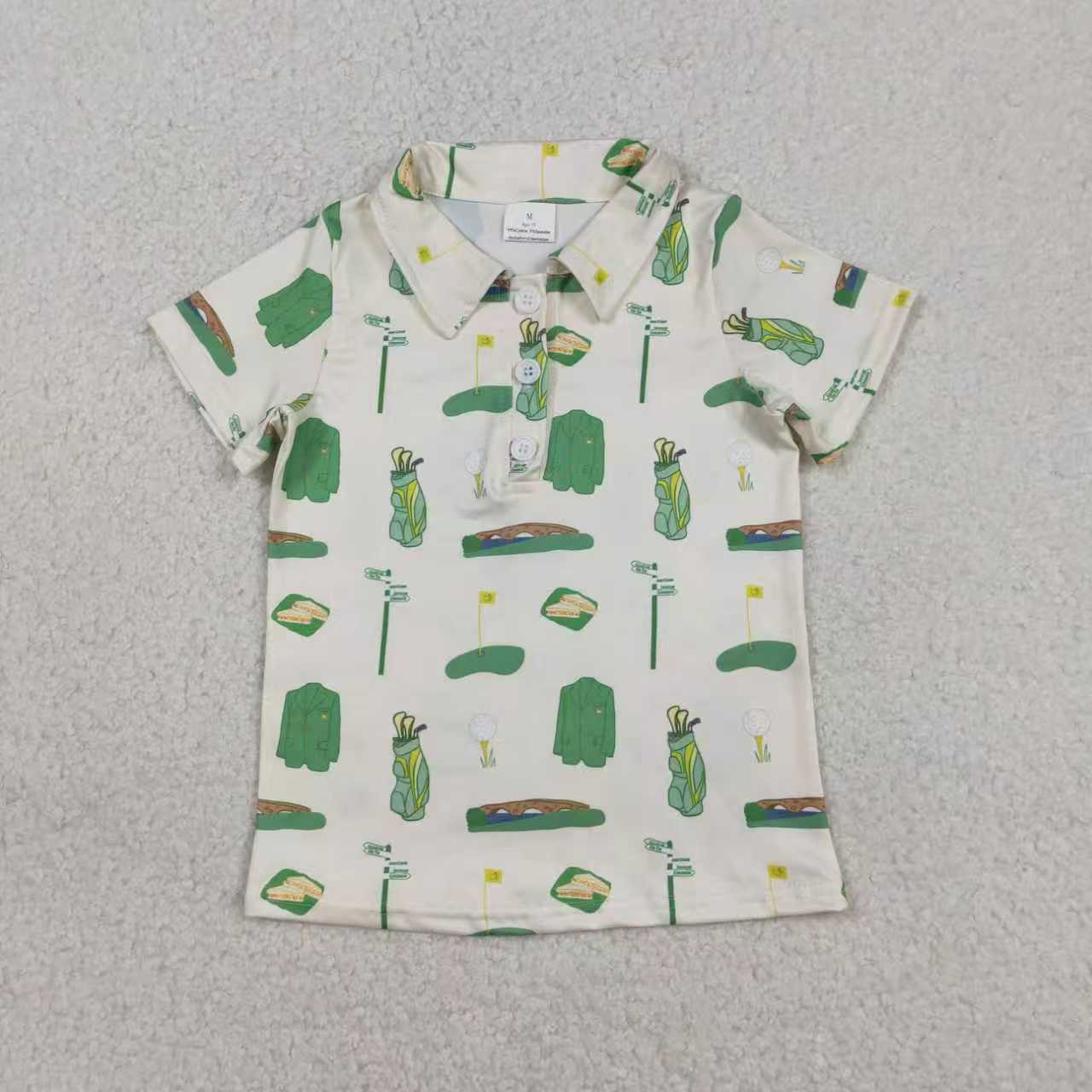 Sibling Baby Boys Golf Flags Button Polo Shirts Top