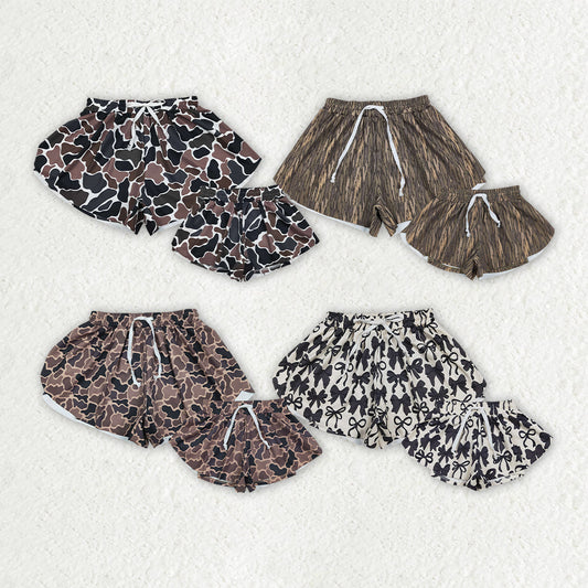 Mama and Me Southern Camo Yoga Active Ruffle Shorts Bottoms