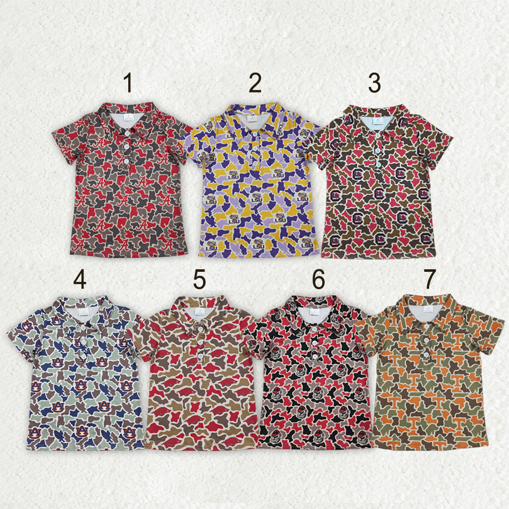 Sibling Baby Boys Short Sleeve Southern Camo Team Button Polo Shirts Top