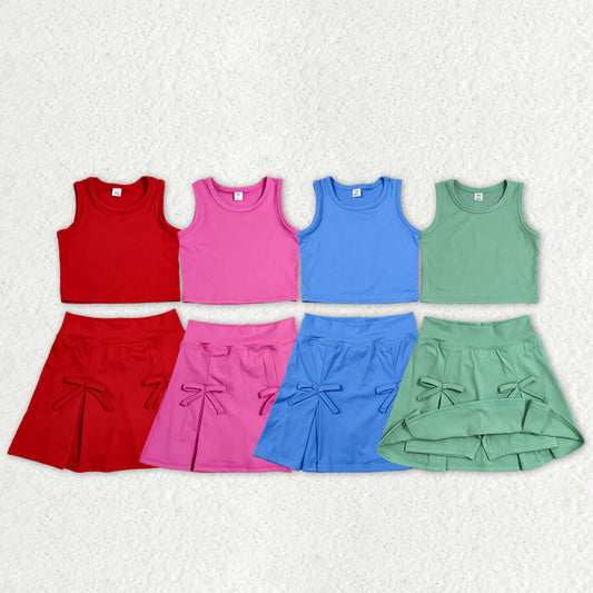 Sibling Baby Girls Sleeveless Vest Top Skirt Short Yoga Active Clothes Sets