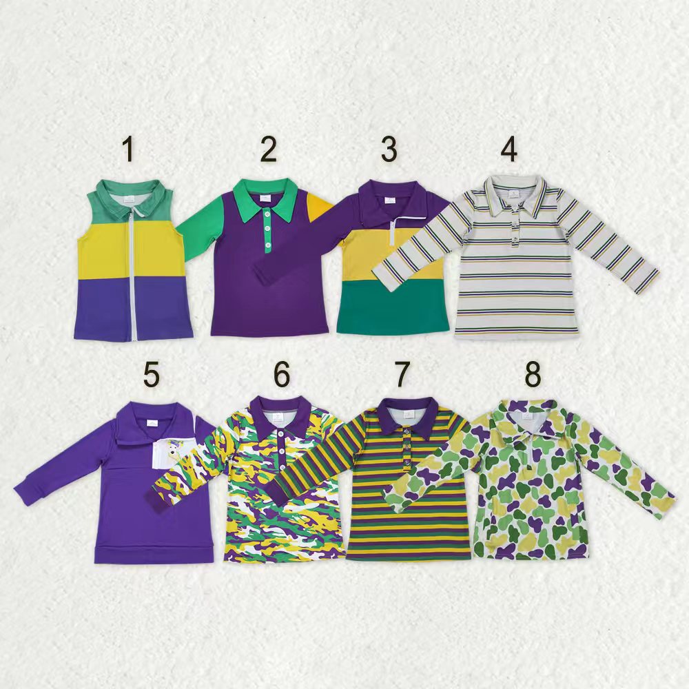 Sibling Baby Boys Mardigras Button Zipper Pullovers Top