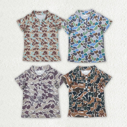 Sibling Baby Boys Short Sleeves Button Camouflage Polo Shirts Tops