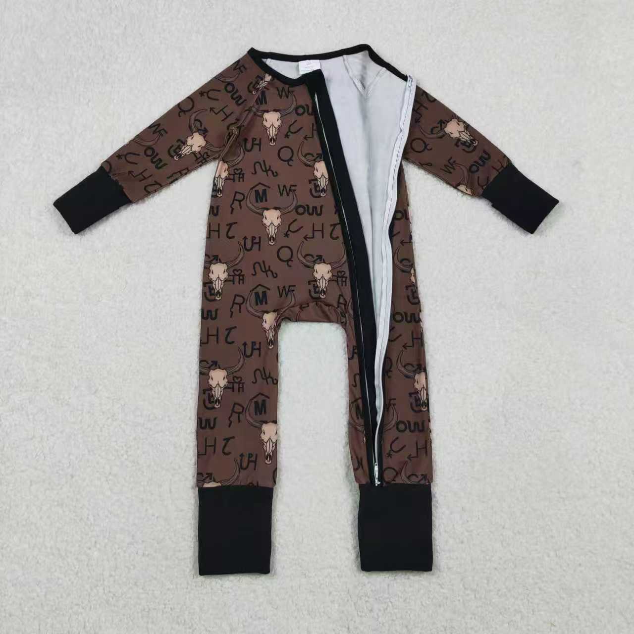 Sibling Baby Boys Bull Skull Pockets Zipper Hoodie Jackets Zipper Convertible Rompers