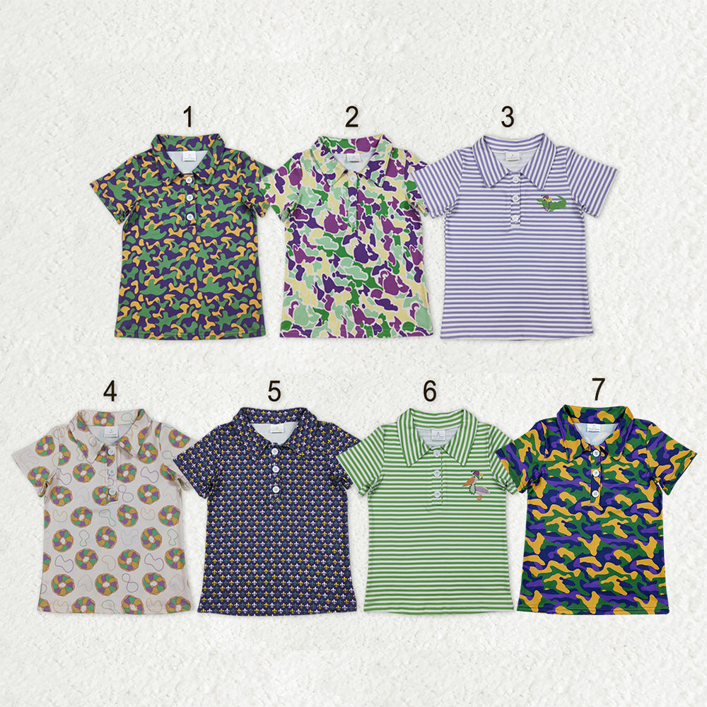 Sibling Baby Boys Short Sleeve Mardigras Button Polo Shirts Top