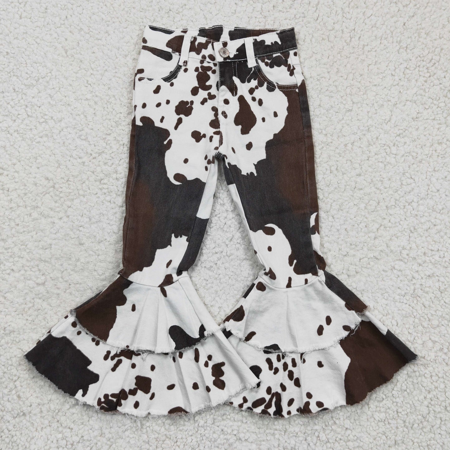 Sibling Mommy and Me Adult Baby Girls Western Cow Print Denim Jeans