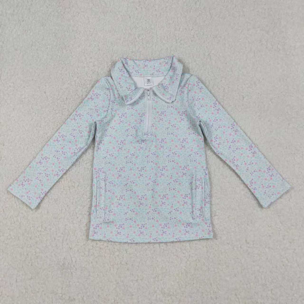 Sibling Baby Girls Floral Pockets Zipper Yoga Active Pullovers Top Legging Pants Clothes Sets