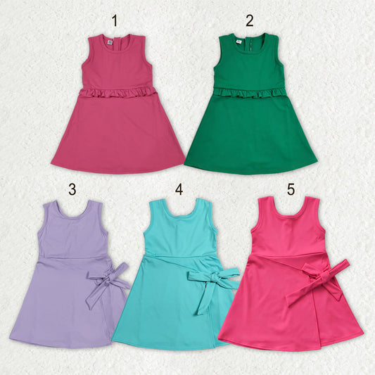 Sibling Baby Girls Sleeveless Back Zip Yoga Active Shorts Knee Length Dresses