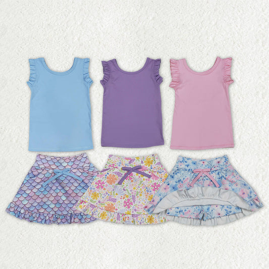 Sibling Baby Girls Sleeveless Vest Top Flowers Shirt Shorts Yoga Active Clothes Sets