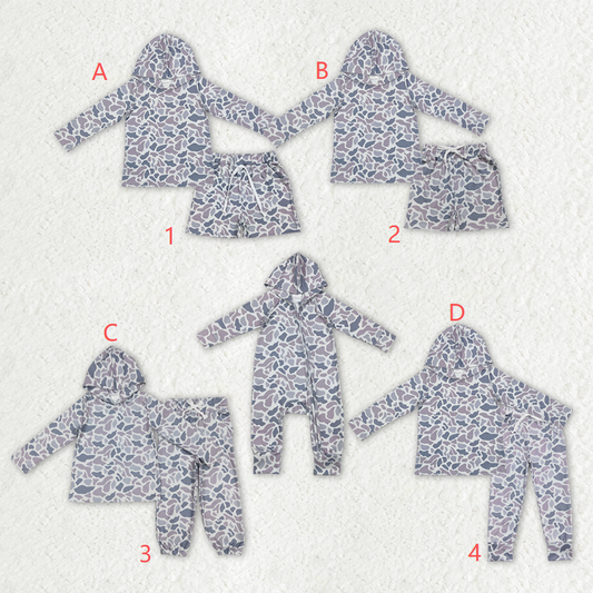 Sibling Baby Boys Southern Light Grey Camo Pockets Short Pant Clothes Sets Zip Rompers