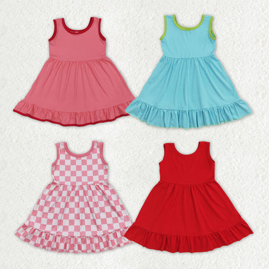 Sibling Baby Girls Sleeveless Ruffle Knee Length Summer Dresses