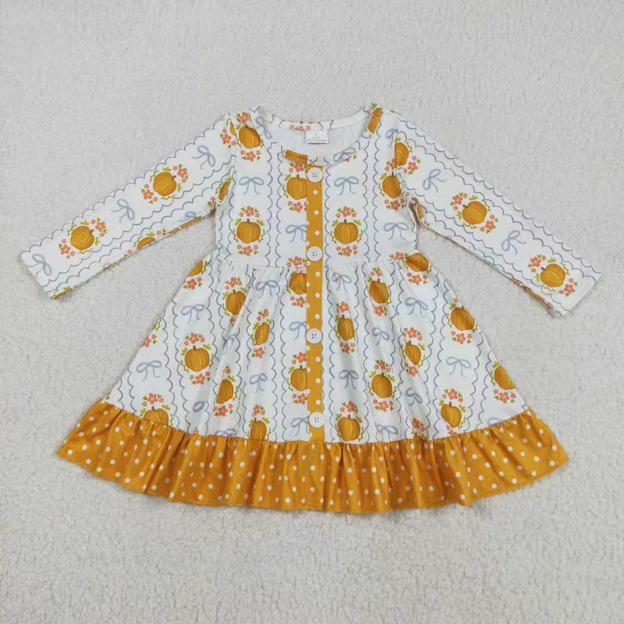 Sibling Baby Girls Pumpkins Bows Stripes Fall Ruffle Clothes Sets Rompers