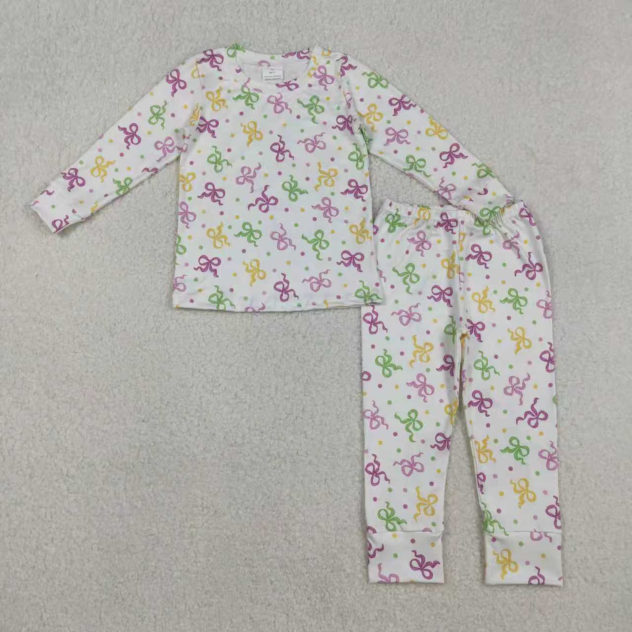 Sibling Baby Girls Mardigras Bows Polka Dots Pants Pajamas Set Zipper Convertible Rompers
