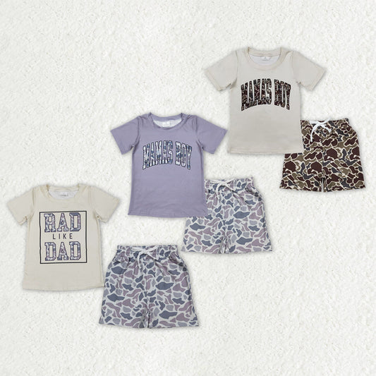 Sibling Southern Camo Mama's Boys Rad Like Dad Top Pockets Shorts Clothes Sets