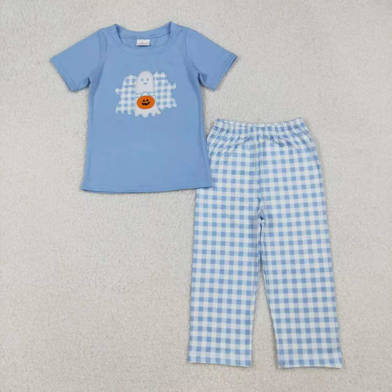 Sibling Baby Boys Girls Embroidery Ghost Pumpkins Pants Halloween Clothes Sets Rompers