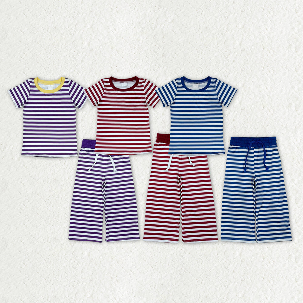 Sibling Baby Girls Short Sleeve Stripes Top Flare Pant Clothes Sets