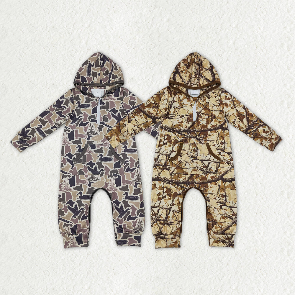 Sibling Baby Boys Long Sleeves Southern Camo Hunting Zip Pocket Hoodie Pant Rompers