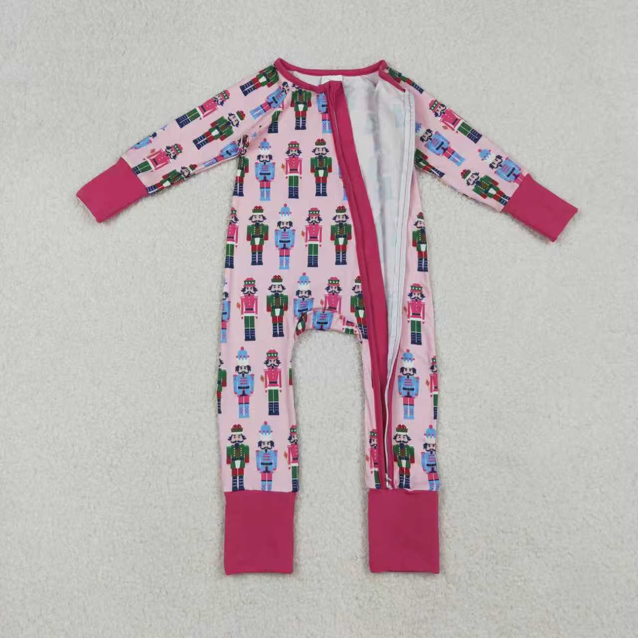 Sibling Baby Boys Girls Soldiers Checked Christmas Ruffle Knee Length Dress Pajamas Sets Footie Rompers