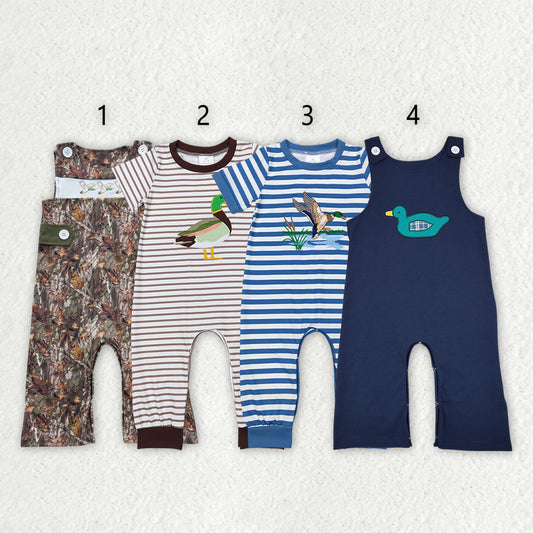 Sibling Baby Boys Camo Ducks Hunting Rompers