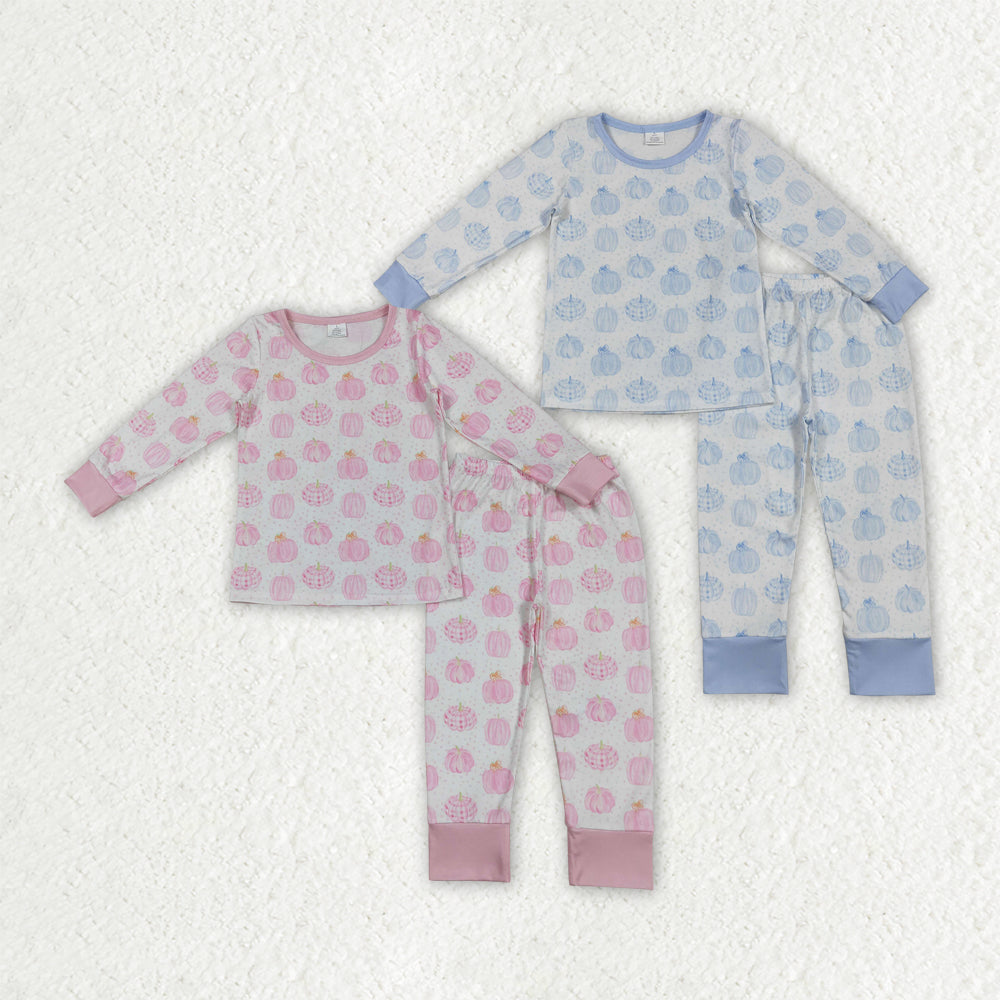 Sibling Boys Baby Girls Bamboo Pumpkins Top Pants Pajamas Outfits