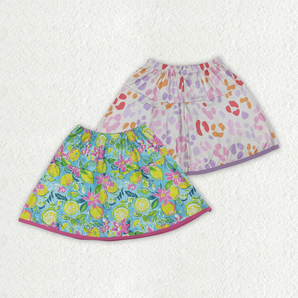 Sibling Baby Girls Lemon Leopard Summer Skirts Bottoms