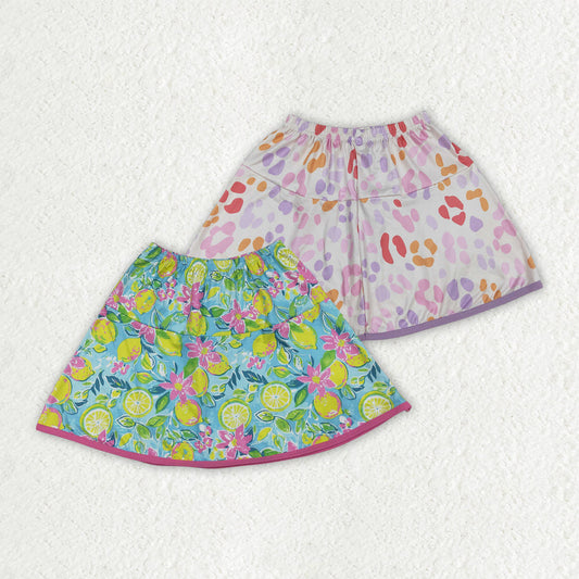 Sibling Baby Girls Lemon Leopard Summer Skirts Bottoms