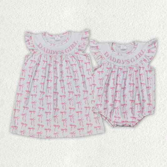 Sibling Baby Girls Daddy's Girl Bows Rompers Dresses