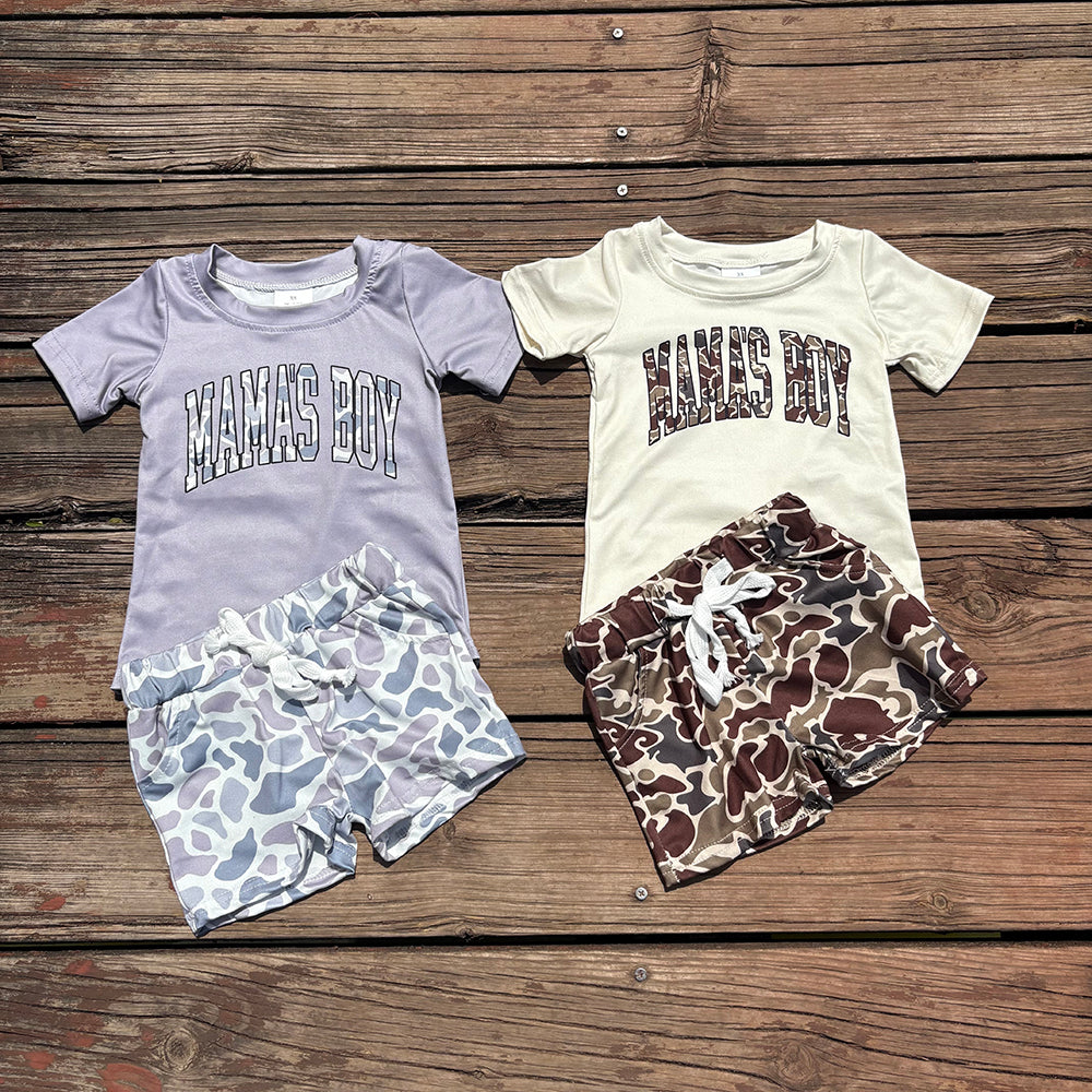Sibling Baby Boys Mama's Boy Tops Camouflage Shorts Outfits