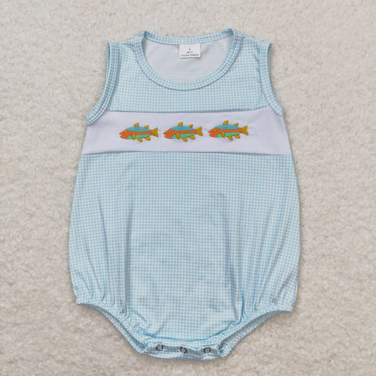 SR1265 baby boy clothes embroidery fish  toddler boy summer bubble