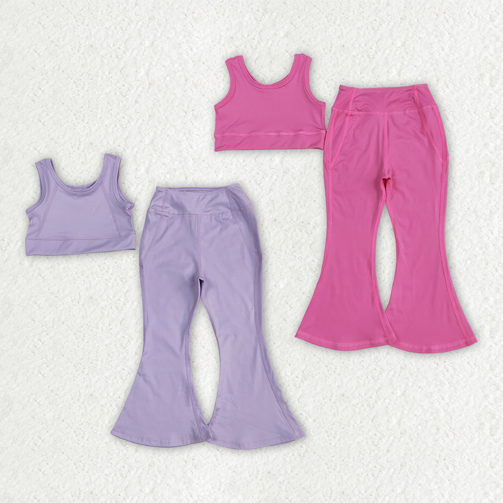 Sibling Baby Girls Yoga Vest Bell Bottom Pants Active Wear Outfits