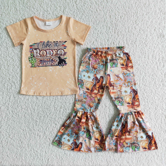 I like it rodeo T-shirt horse Bell bottom Pants Outfit