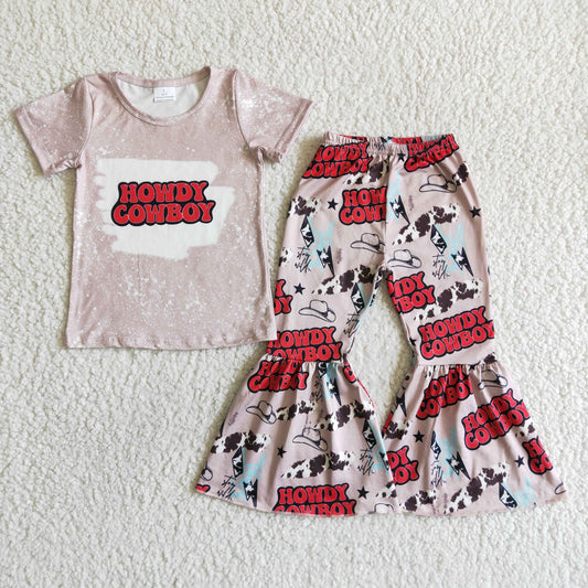 Howdy cowboy T-shirt bell bottom pants set