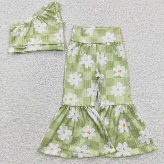 girls floral crop tops bottoms sets GSPO0524