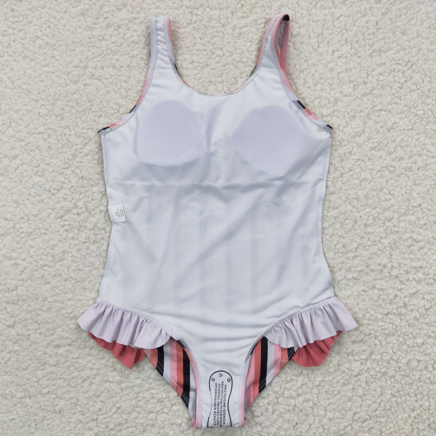 baby girls pink stripe swimsuits S0049