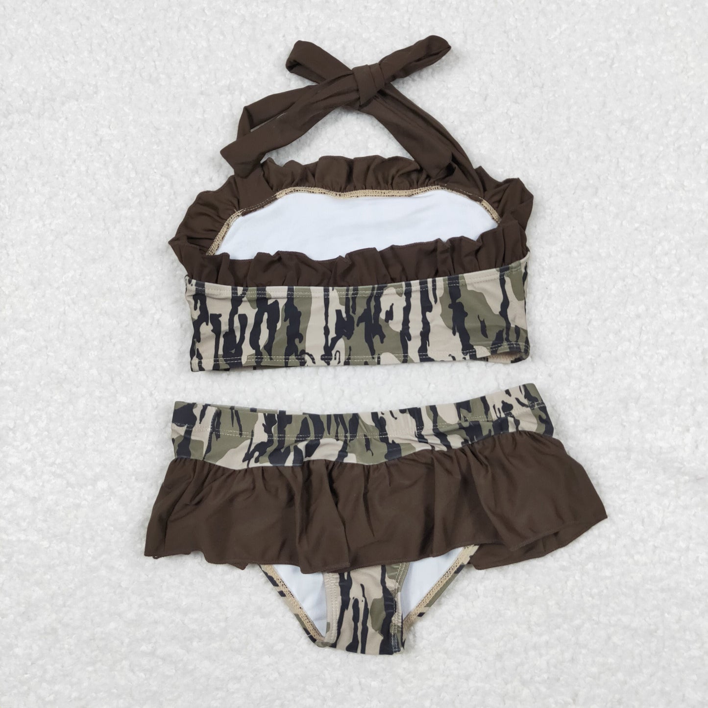 S0193 Baby Girls Southern Olive Camo Strap Vest Bummies Swimsuits